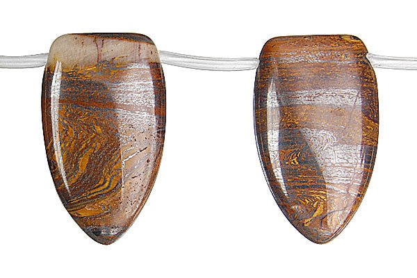 Tiger Iron Jasper Beads - Tiger Iron (AAA) Shield - 18x30mm - 16-inch - unbranded beads for jewelry making