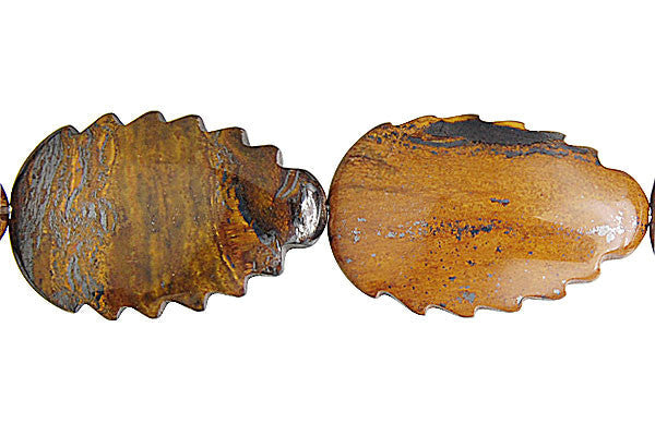 Tiger Iron Jasper Beads - Tiger Iron (AAA) Leaf (Vertical Drilled) - 20x30mm - 16-inch - unbranded beads for jewelry making