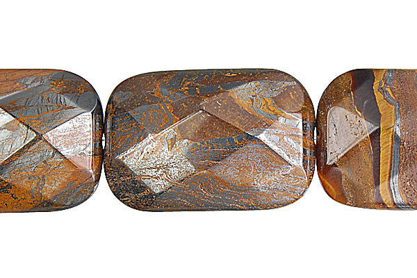 Tiger Iron Jasper Beads - Tiger Iron (AAA) Faceted Rectangle - 20x30mm - 16-inch - unbranded beads for jewelry making