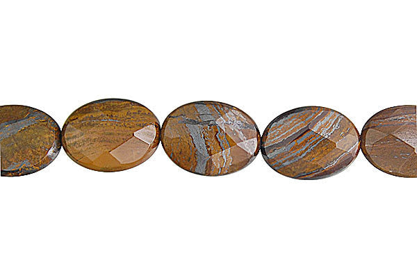 Tiger Iron Jasper Beads - Tiger Iron (AAA) Faceted Flat Oval - 10x14mm - 16-inch - unbranded beads for jewelry making
