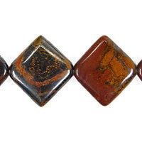 Tiger Iron Jasper Beads - Tiger Iron (AAA) Diamond Square - 20x20mm - 16-inch - unbranded beads for jewelry making