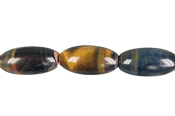 Multi-Color Tiger's Eye Beads - Yellow and Blue) Rice - 10x20mm - 16-inch - unbranded beads for jewelry making