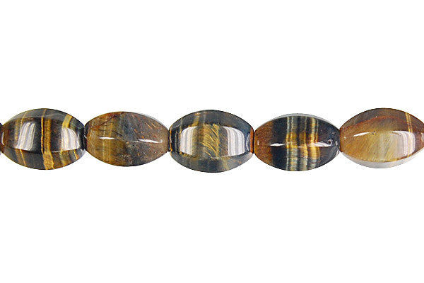 Multi-Color Tiger's Eye Beads - Yellow and Blue) Hexagon Rice - 8x12mm - 16-inch - unbranded beads for jewelry making