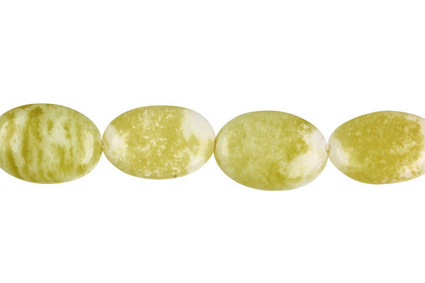 Lemon Jade Beads - Flat Oval - 12x16mm - 16-inch - unbranded beads for jewelry making