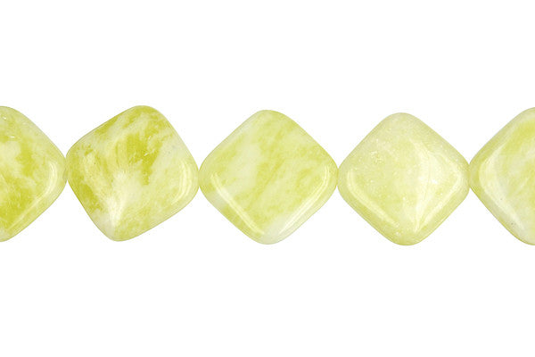 Lemon Jade Beads - Diamond Square - 14x14mm - 16-inch - unbranded beads for jewelry making