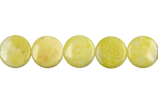 Lemon Jade Beads - Coin - 12x12mm - 16-inch - unbranded beads for jewelry making