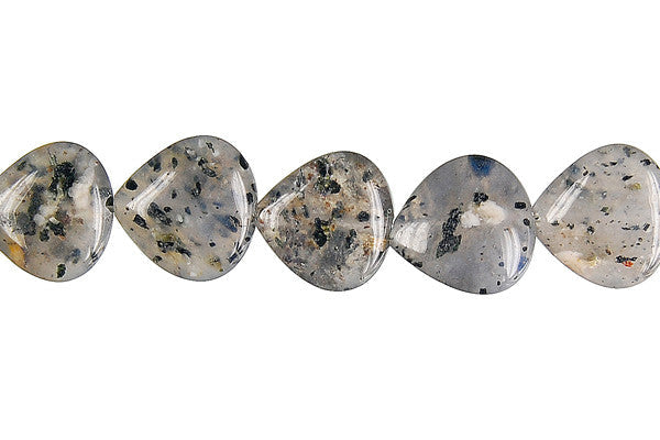 Sesame Rock Crystal Beads - Flat Heart Briolette (Vertical Drilled) - 13x13mm - 16-inch - unbranded beads for jewelry making