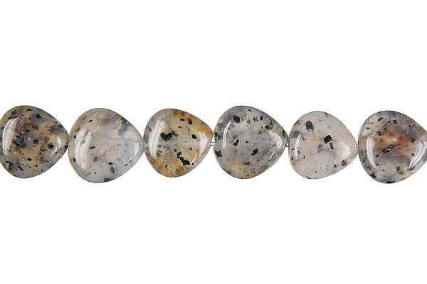 Sesame Rock Crystal Beads - Flat Heart Briolette (Vertical Drilled) - 10x10mm - 16-inch - unbranded beads for jewelry making