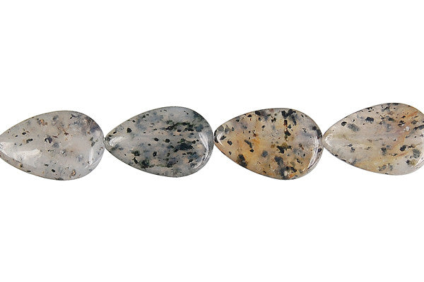 Sesame Rock Crystal Beads - Flat Briolette (Vertical Drilled) - 10x14mm - 16-inch - unbranded beads for jewelry making