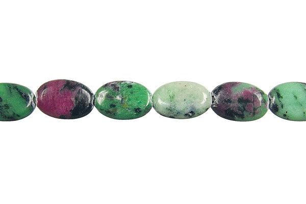 Ruby Zoisite Beads - Flat Oval - 8x10mm - 16-inch - unbranded beads for jewelry making