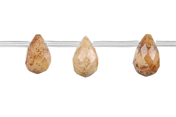 Picture Jasper Beads - Faceted Briolette - 10x14mm - 16-inch - unbranded beads for jewelry making
