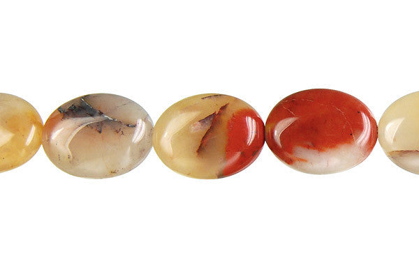 Oregon Picture Jasper Beads - Flat Oval - 12x16mm - 16-inch - unbranded beads for jewelry making