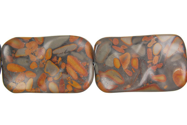 Golden Jasper Beads - Wavy Rectangle - 22x35mm - 16-inch - unbranded beads for jewelry making