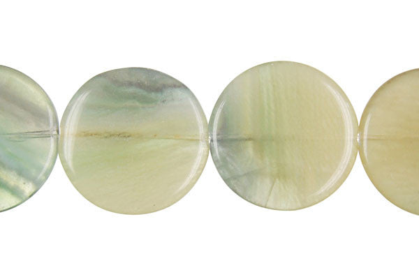 Fluorite Beads - A) Coin - 30x30mm - 16-inch - unbranded beads for jewelry making
