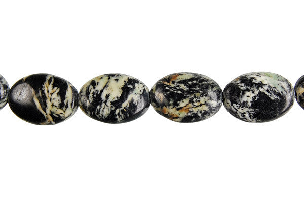 Fireworks Jasper Beads - Flat Oval - 8x10mm - 16-inch - unbranded beads for jewelry making