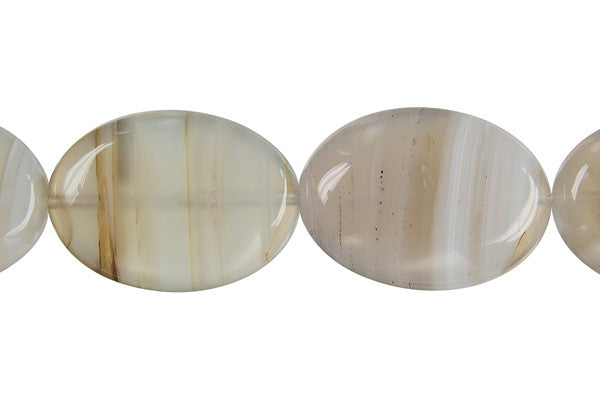 Botswana Agate Beads - Flat Oval - 18x25mm - 16-inch - unbranded beads for jewelry making