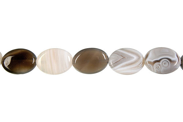 Botswana Agate Beads - Flat Oval - 10x14mm - 16-inch - unbranded beads for jewelry making