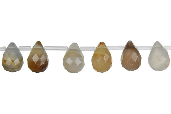 Botswana Agate Beads - Faceted Briolette - 10x14mm - 16-inch - unbranded beads for jewelry making