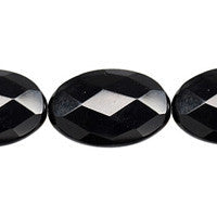 Black Onyx Beads - AAA) Faceted Flat Oval - 20x30mm - 16-inch - unbranded beads for jewelry making
