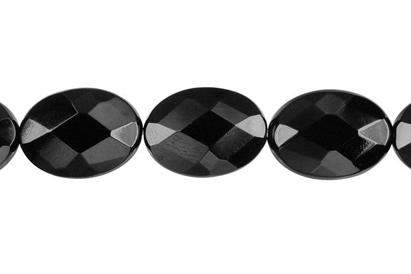 Black Onyx Beads - AAA) Faceted Flat Oval - 13x18mm - 16-inch - unbranded beads for jewelry making