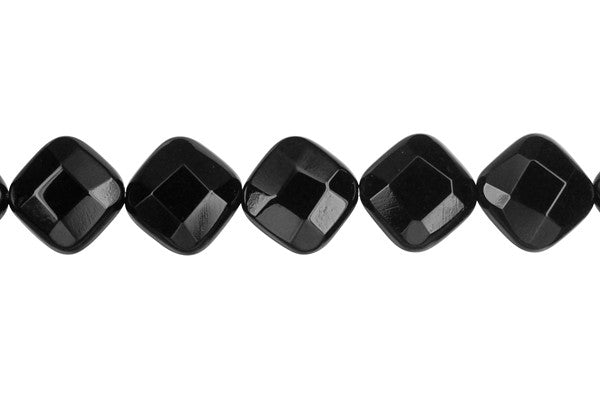 Black Onyx Beads - AAA) Faceted Diamond Square - 10x10mm - 16-inch - unbranded beads for jewelry making