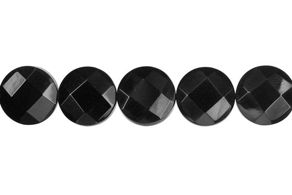 Black Onyx Beads - AAA) Faceted Coin - 12x12mm - 16-inch - unbranded beads for jewelry making