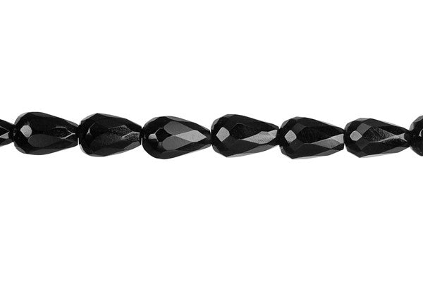 Black Onyx Beads - Faceted Briolette (Vertical Drilled) - 6x9mm - 16-inch - unbranded beads for jewelry making