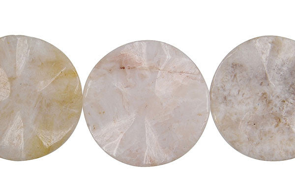 Bamboo Leaf Agate Beads - Wavy Coin - 25x25mm - 16-inch - unbranded beads for jewelry making