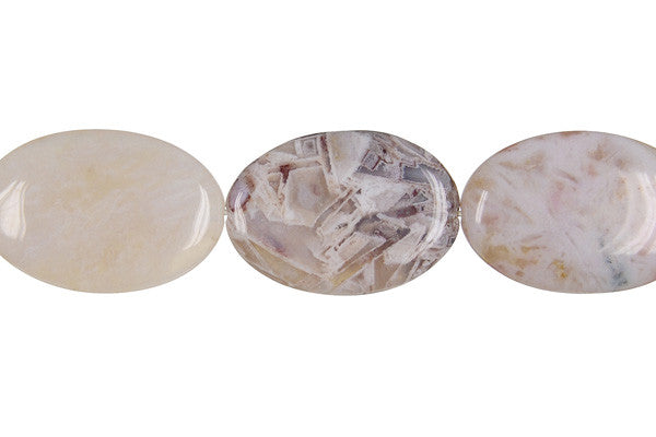 Bamboo Leaf Agate Beads - Flat Oval - 20x30mm - 16-inch - unbranded beads for jewelry making