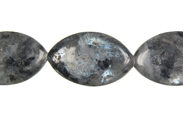 Larvikite Beads - Flat Rice - 15x25mm - 16-inch - unbranded beads for jewelry making
