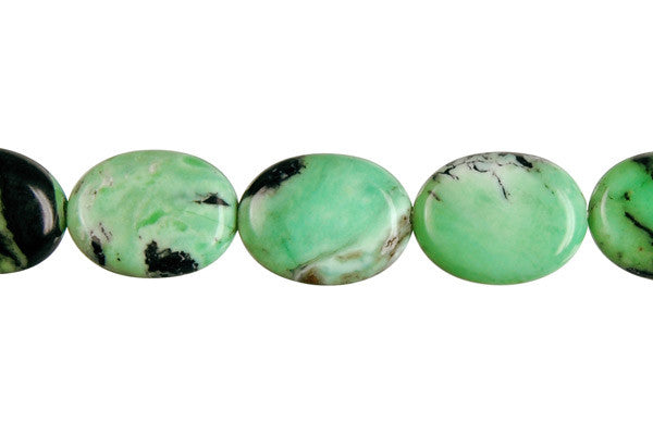Grass Green Turquoise Beads - Flat Oval - 12x16mm - 16-inch - unbranded beads for jewelry making