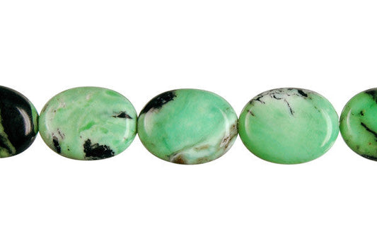 Grass Green Turquoise Beads - Flat Oval - 12x16mm - 16-inch - unbranded beads for jewelry making