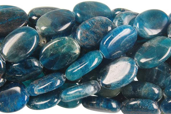 Apatite Beads - Flat Oval - 10x14mm - 16-inch - unbranded beads for jewelry making