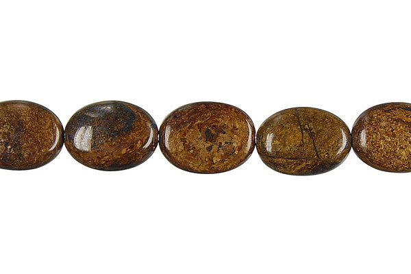Bronzite Beads - Flat Oval - 10x14mm - 16-inch - unbranded beads for jewelry making