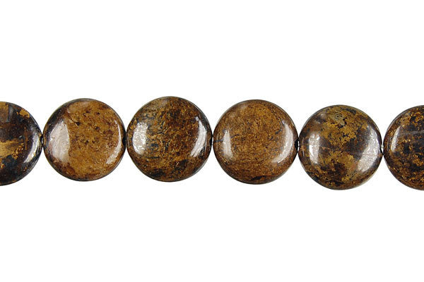 Bronzite Beads - Coin - 12x12mm - 16-inch - unbranded beads for jewelry making