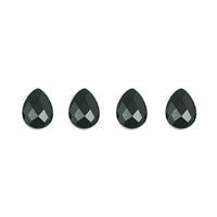 Black Quartz Glass Beads - Faceted Flat Briolette - 6x9mm - 16-inch - unbranded beads for jewelry making