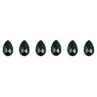 Black Quartz Glass Beads - Faceted Flat Briolette - 15x20mm - 16-inch - unbranded beads for jewelry making
