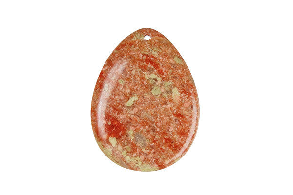 Unakite Flat Briolette - 30x40mm - Piece - unbranded Unakite pendant for jewelry making