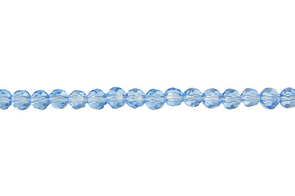 Chinese Crystal Beads - (Aqua Faceted Round - 6mm - 12-15-inch - unbranded beads for jewelry making