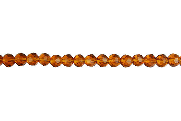 Chinese Crystal Beads - (Amber Faceted Round - 4mm - 12-15-inch - unbranded beads for jewelry making