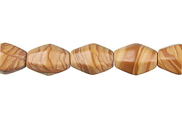 Wood Jasper Beads - Hexagon Rice - 10x14mm - 16-inch - unbranded beads for jewelry making
