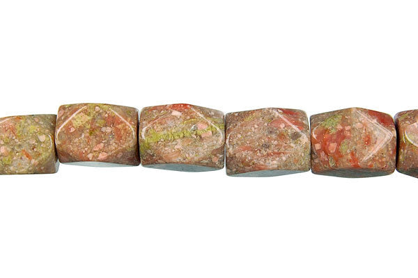 Unakite Beads - Faceted Nugget - 12x16mm - 16-inch - unbranded beads for jewelry making