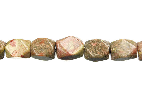 Unakite Beads - Faceted Nugget - 10x14mm - 16-inch - unbranded beads for jewelry making