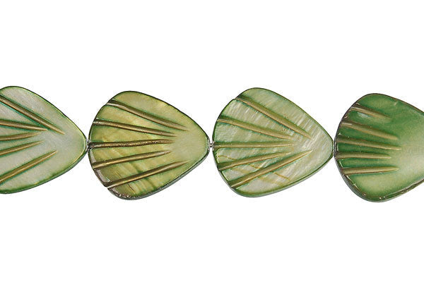 Shell MOP Beads - Shell (Green MOP) Fan - 16x18mm - 16-inch - unbranded beads for jewelry making
