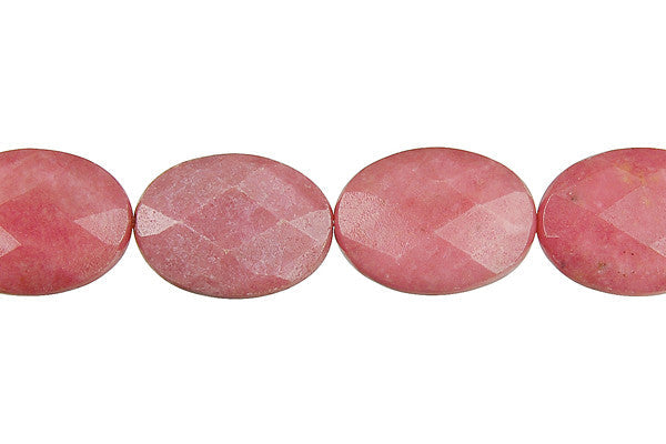 Rhodonite Beads - Faceted Flat Oval - 13x18mm - 16-inch - unbranded beads for jewelry making
