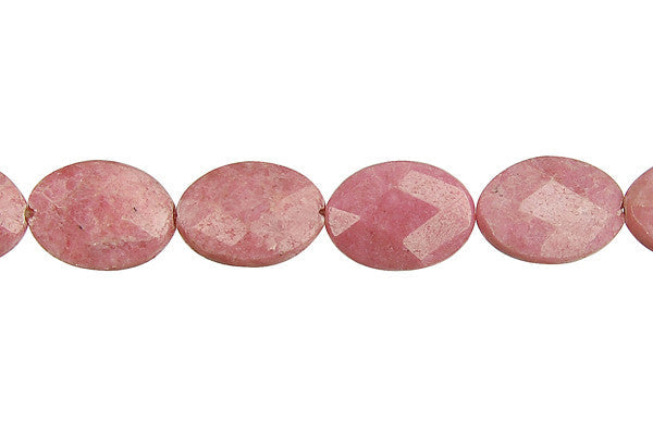 Rhodonite Beads - Faceted Flat Oval - 10x14mm - 16-inch - unbranded beads for jewelry making