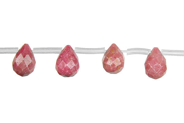 Rhodonite Beads - Faceted Briolette - 5x7mm - 16-inch - unbranded beads for jewelry making