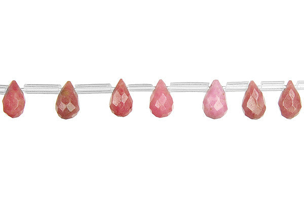 Rhodonite Beads - Faceted Briolette - 6x9mm - 16-inch - unbranded beads for jewelry making