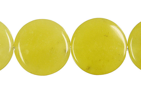 Olive Jade Beads - Light) Coin - 30x30mm - 16-inch - unbranded beads for jewelry making
