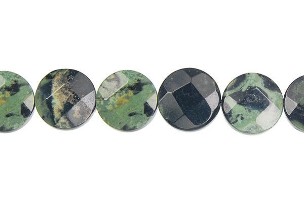 Kambaba Jasper Beads - Faceted Coin - 10x10mm - 16-inch - unbranded beads for jewelry making